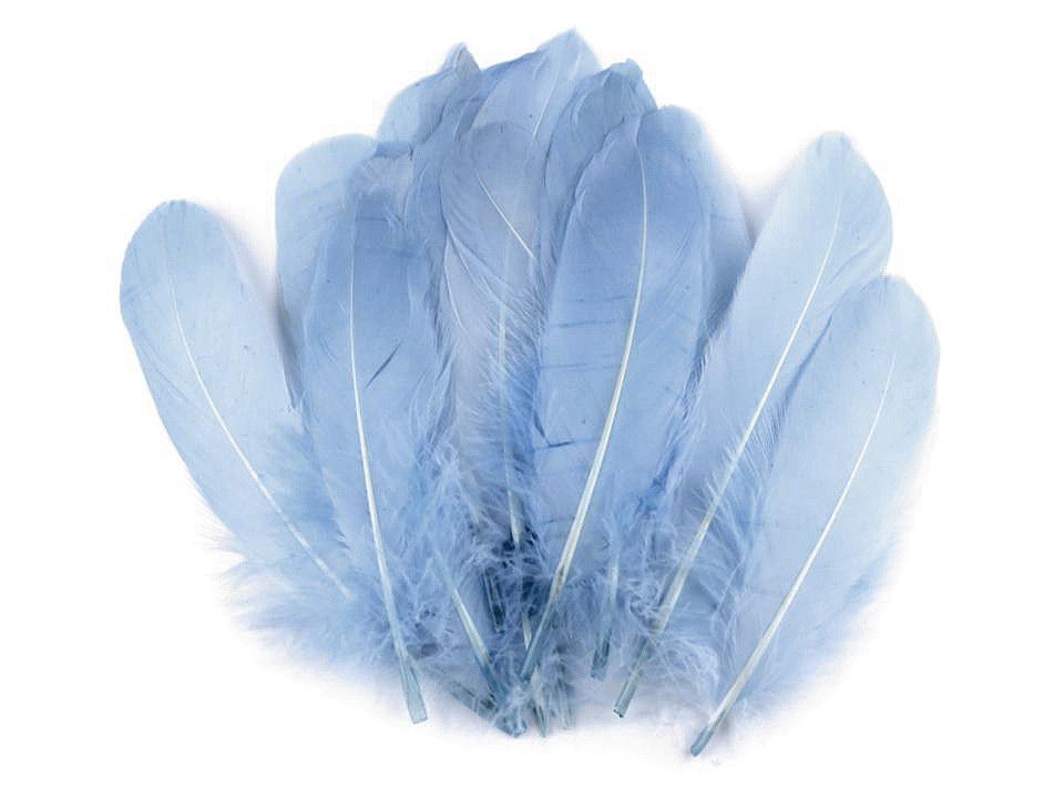Husí peří délka 12-21 cm, barva 33 modrá sv.
