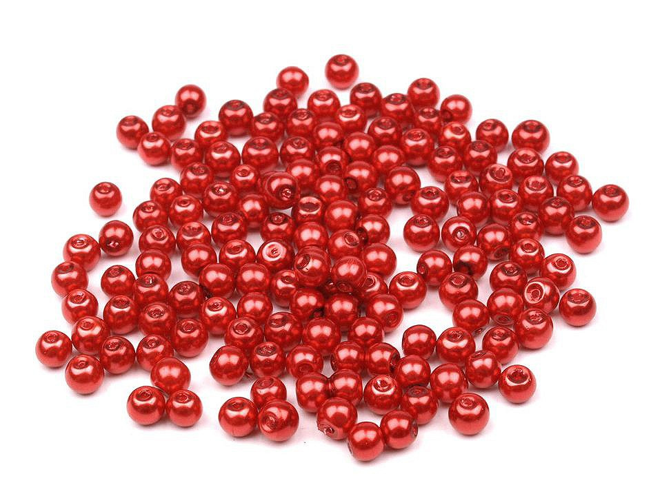 Skleněné voskové perly Ø4 mm, barva 75A červená jahoda