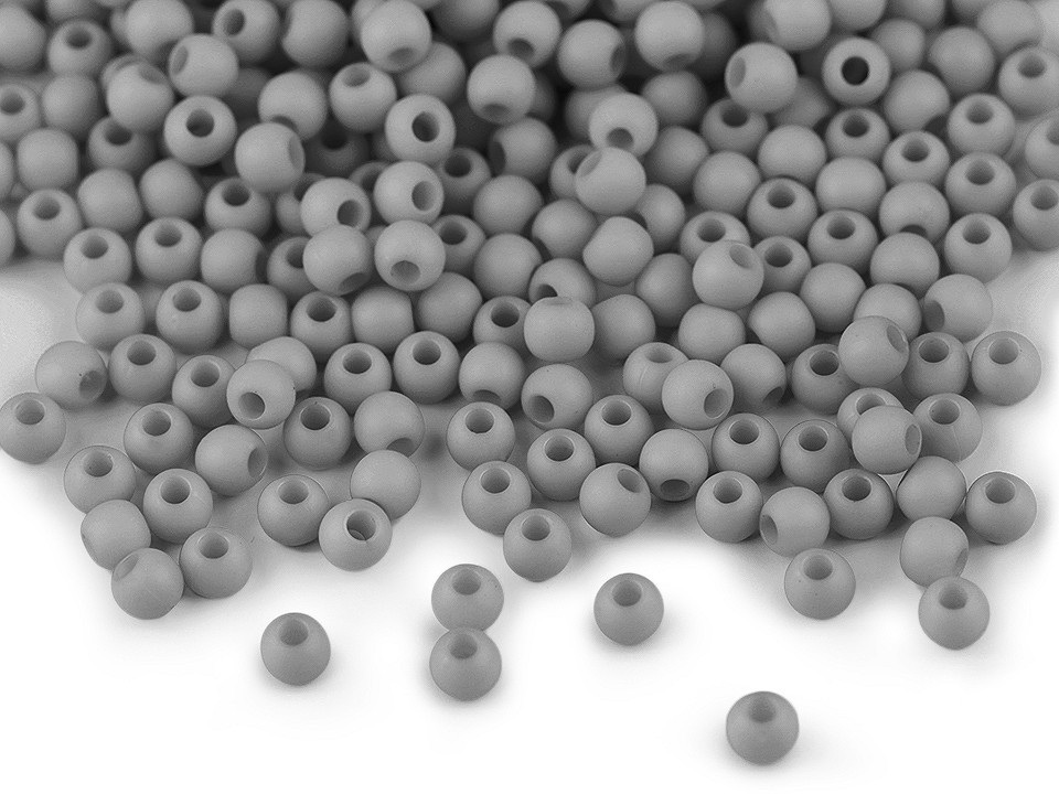 Plastové korálky matné Ø4 mm, barva 13 (31) šedá stř.