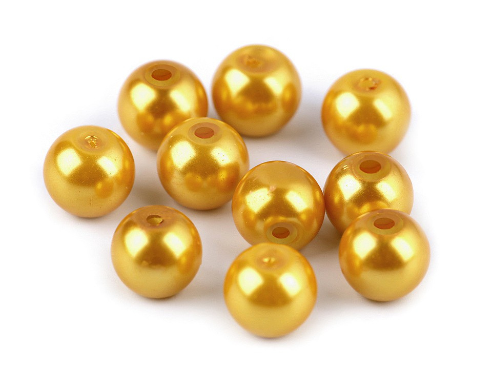 Skleněné voskové perly Ø8 mm, barva 74B zlatá světlá