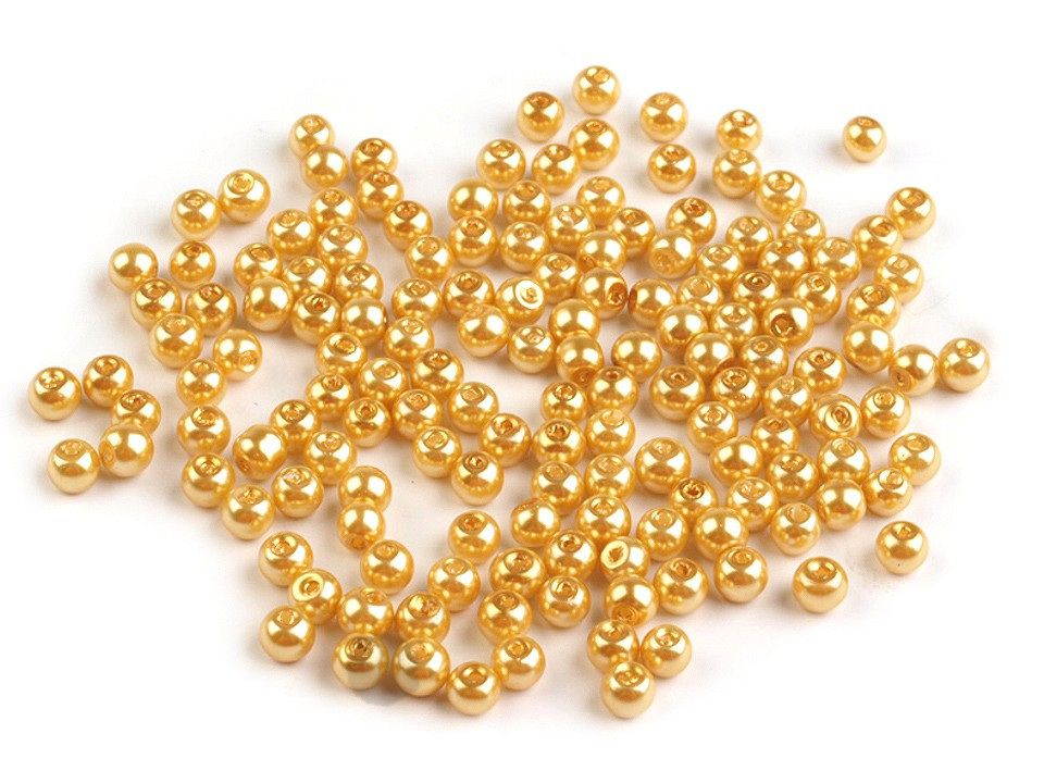 Skleněné voskové perly Ø4 mm, barva 28B zlatá klasik