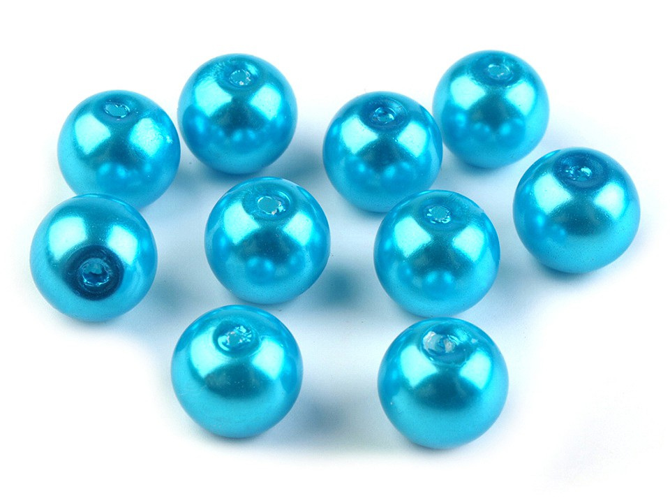 Skleněné voskové perly Ø8 mm, barva 67A tyrkys mořský