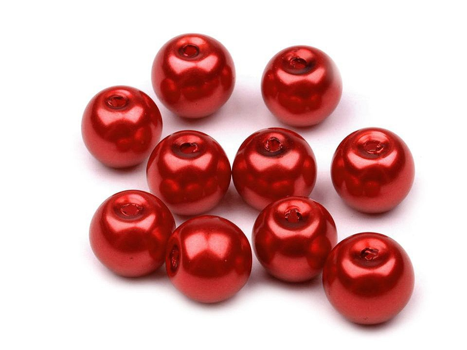Skleněné voskové perly Ø8 mm, barva 75A červená jahoda