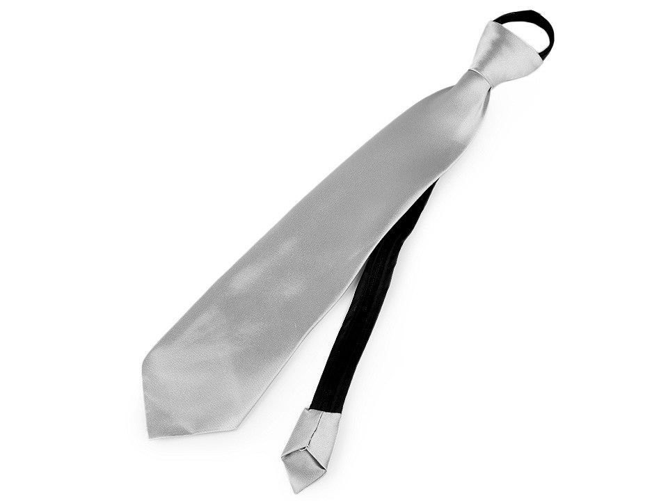 Saténová párty kravata jednobarevná, barva 8 (31 cm) stříbrná