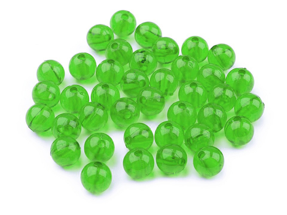 Plastové korálky Transparent Ø8 mm, barva 12 zelená sv.