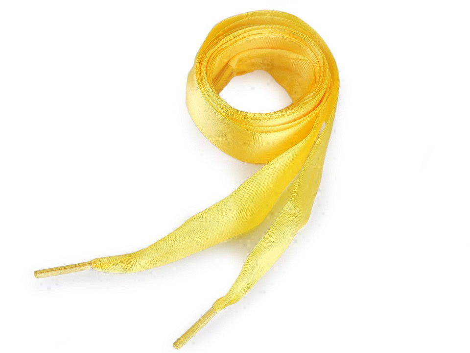 Saténové tkaničky do bot, tenisek a mikin délka 110 cm, barva 13 žlutá tmavá