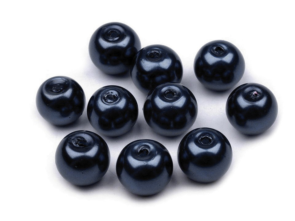 Skleněné voskové perly Ø8 mm, barva 60A modrá tmavá