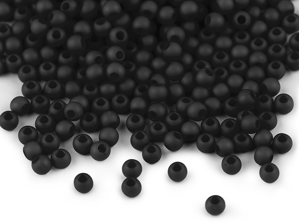 Plastové korálky matné Ø4 mm, barva 8 (19) černá