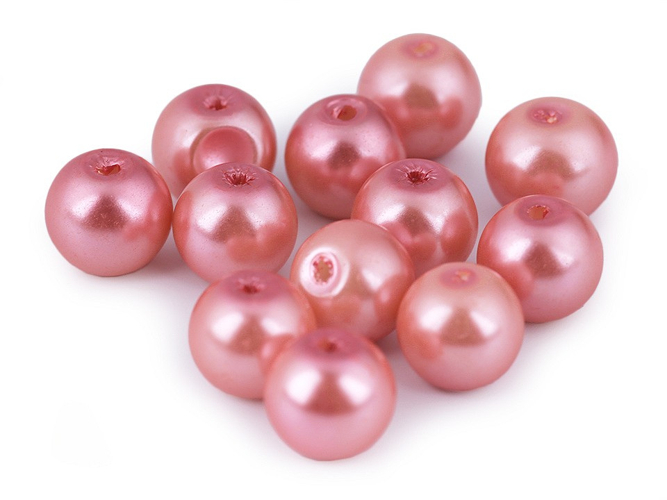 Skleněné voskové perly Ø8 mm, barva 63B růžová korálová