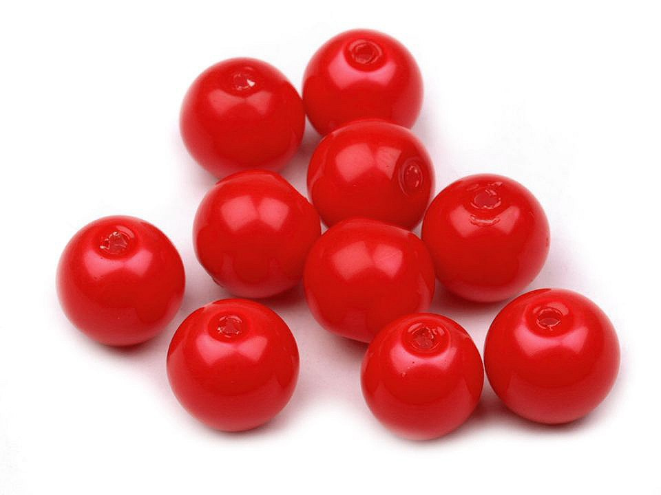 Skleněné voskové perly Ø8 mm, barva 78A červená šarlatová