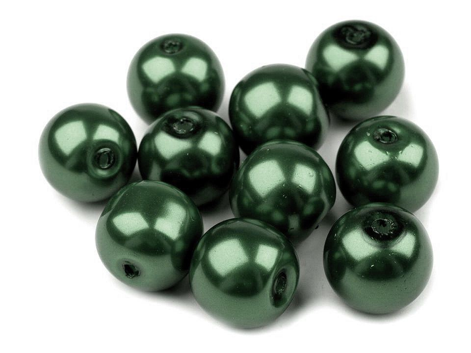 Skleněné voskové perly Ø8 mm, barva 59B zelená tm.