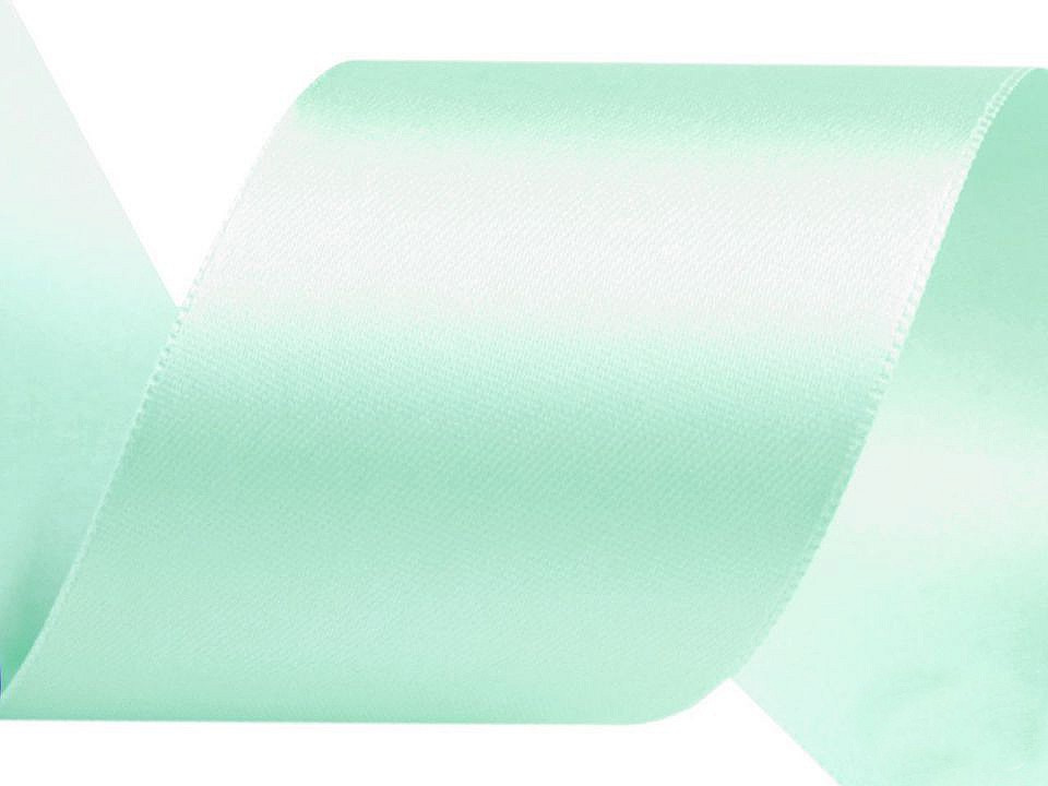 Atlasová stuha šíře 40 mm, barva 80 zelená pastel sv
