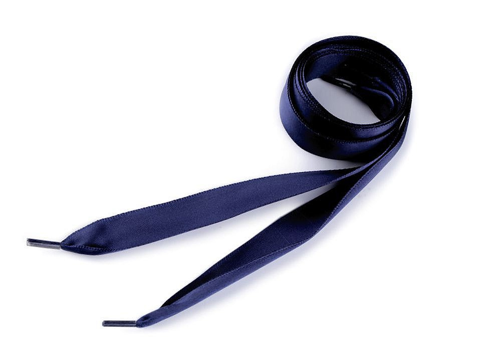 Saténové tkaničky do bot, tenisek a mikin délka 110 cm, barva 5 modrá tmavá