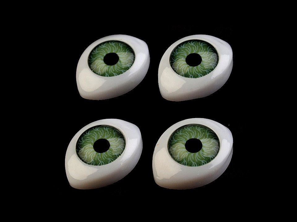 Plastové oči k nalepení 12x17mm, barva 3 zelenkavá