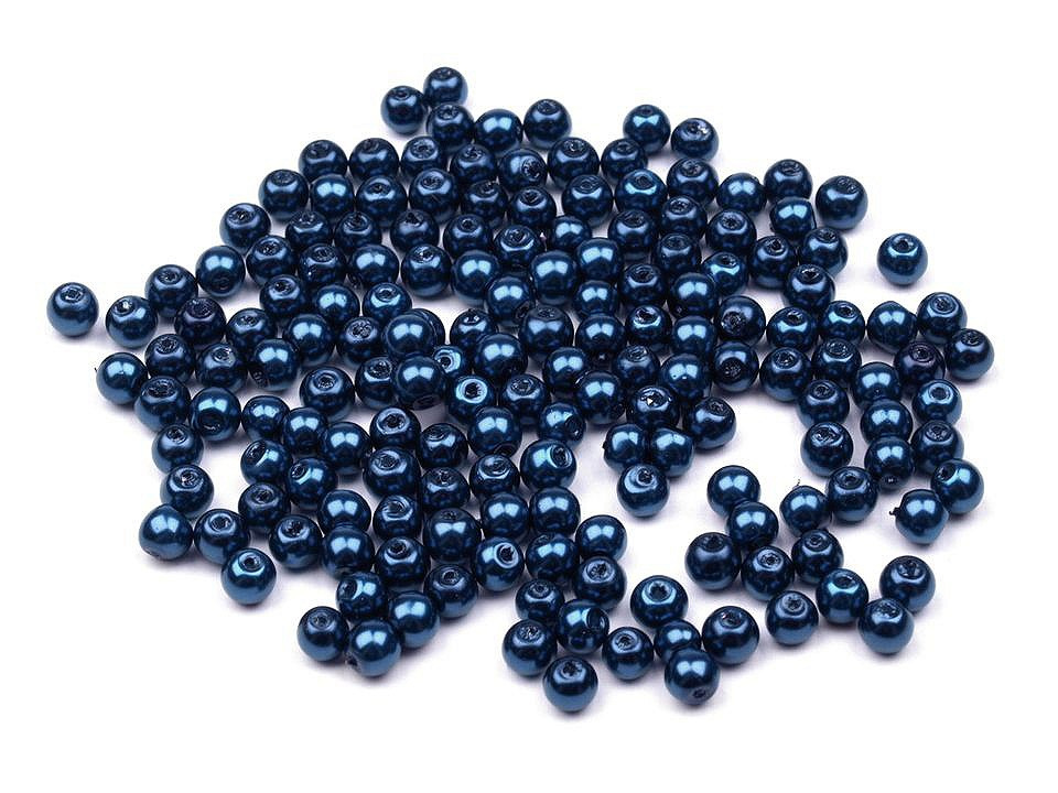 Skleněné voskové perly Ø4 mm, barva 72B modrá pařížská