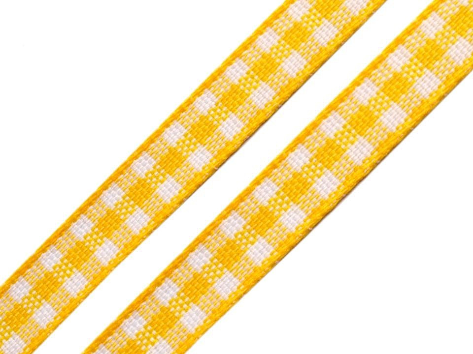 Károvaná stuha šíře 6 mm, barva 1 žlutá žloutková