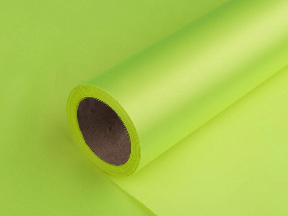 Satén jednostranný šíře 36 cm, barva 58 zelená sv. neon