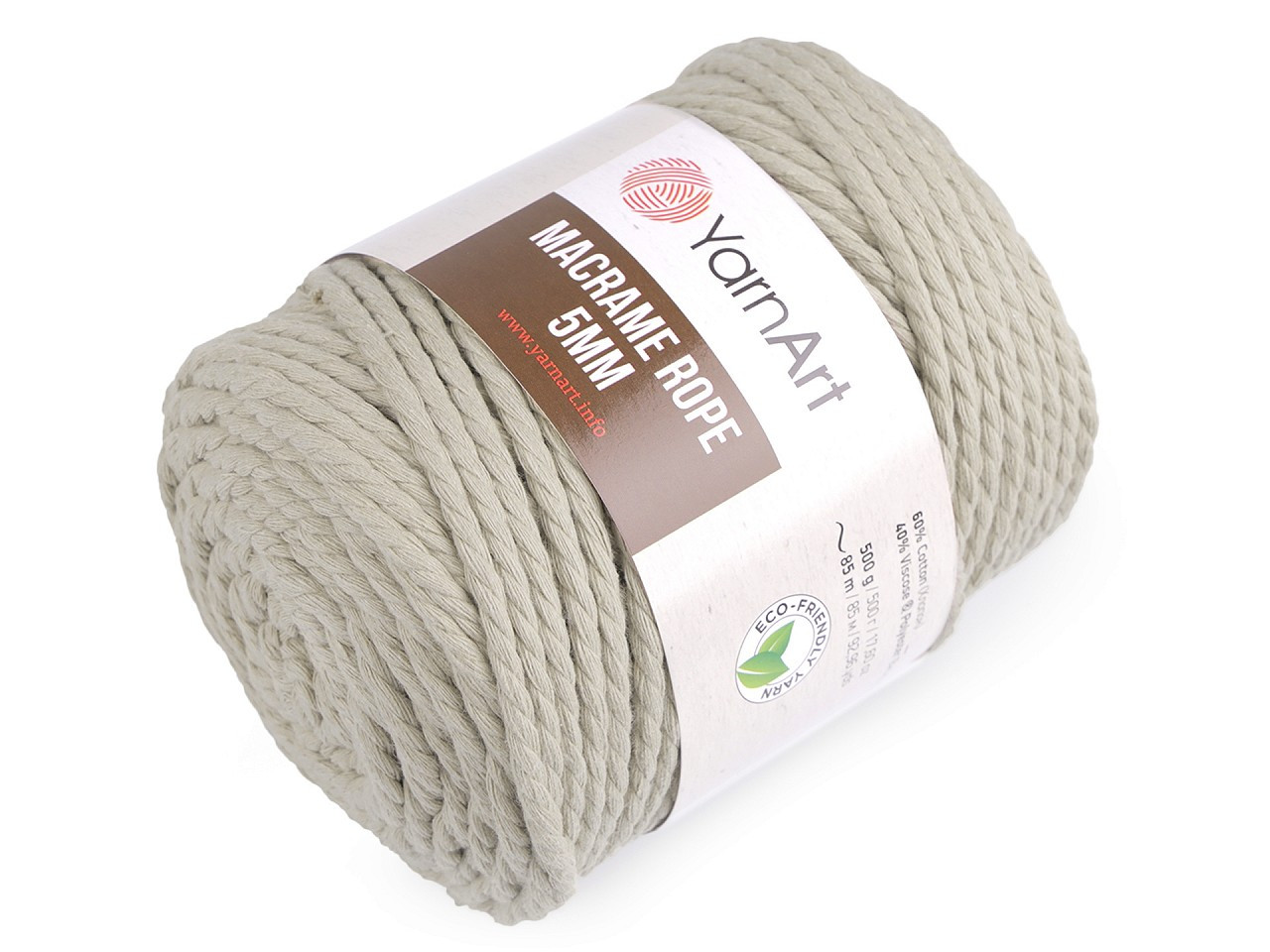 Pletací příze Macrame Rope 5 mm 500 g, barva 3 (753/201) režná světlá