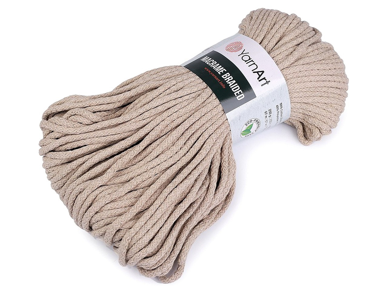 Pletací příze Macrame Braided 250 g, barva 16 (753/2) béžová sv.