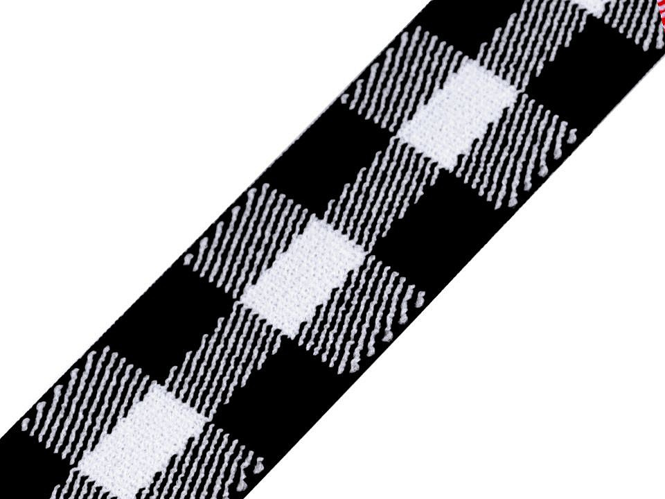 Pruženka měkká káro šíře 25 mm, barva 2 černá bílá