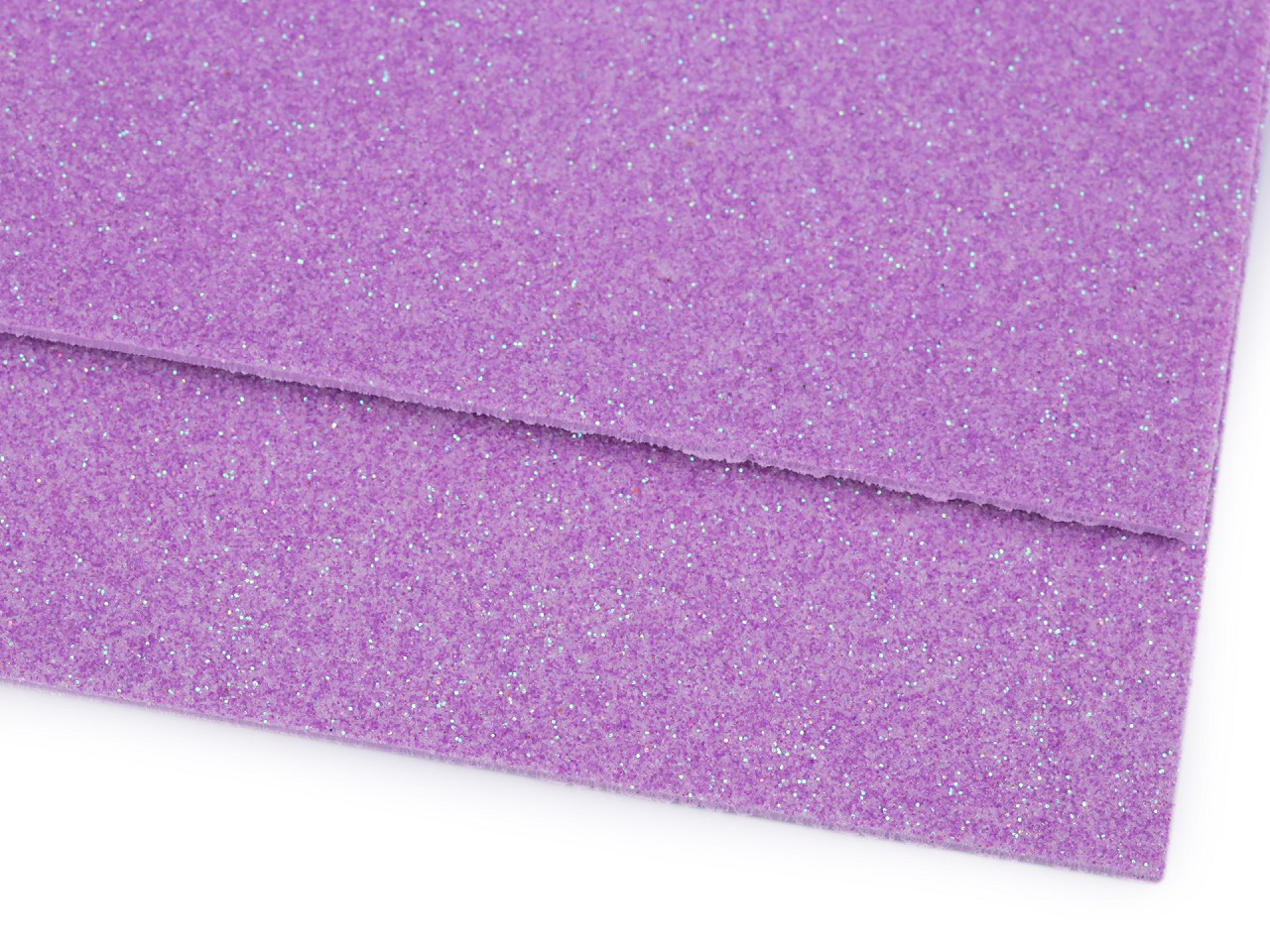 Pěnová guma Moosgummi s glitry 20x30 cm, barva 18 fialová lila