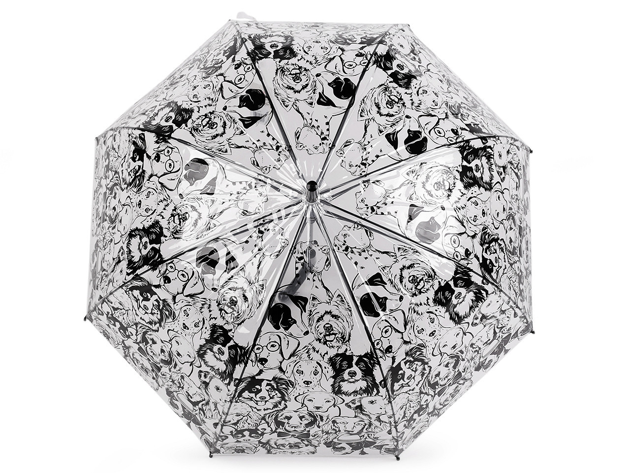 Dámský / dívčí vystřelovací deštník květy, pejsci, barva 3 černá pejsek