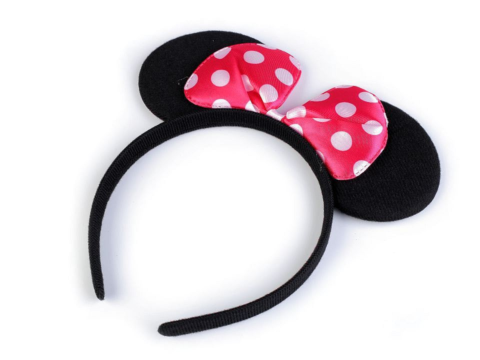 Karnevalová čelenka Minnie Mouse, barva 6 růžová malinová velké puntíky