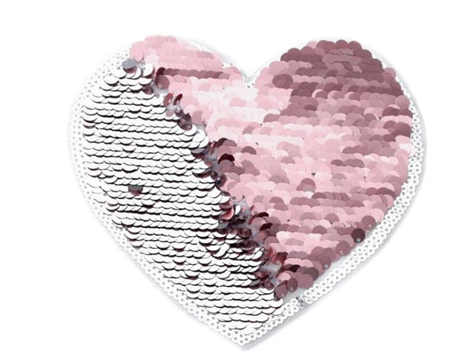 Fotografie Velká aplikace srdce, hvězda s oboustrannými flitry, barva 1 stříbrná růžová
