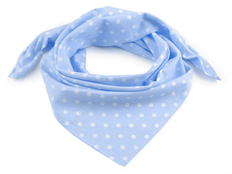 Bavlněný šátek s puntíky 65x65 cm, barva 9 (bsp059) modrá jemná
