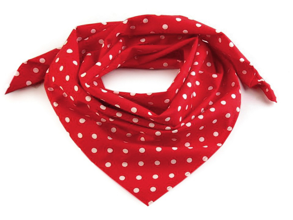 Bavlněný šátek s puntíky 65x65 cm, barva 8 (053) červená