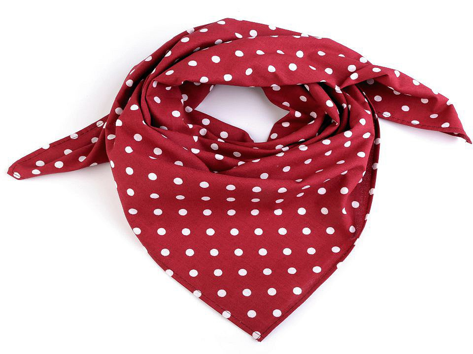 Bavlněný šátek s puntíky 65x65 cm, barva 47 (bsp055) červená
