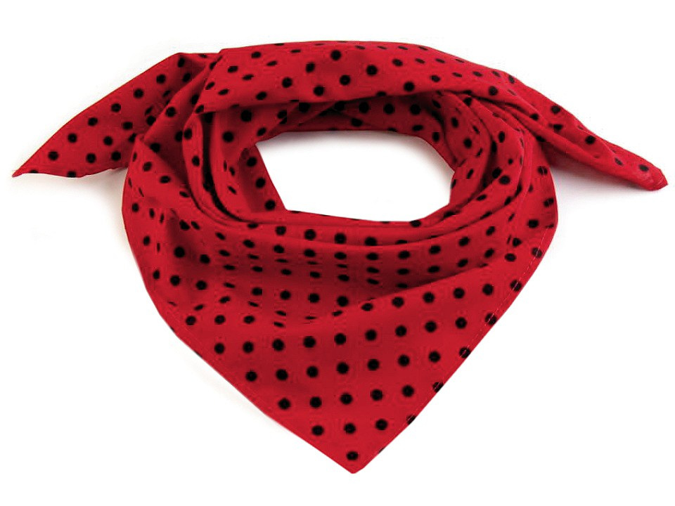 Bavlněný šátek s puntíky 65x65 cm, barva 1 (074) červená jahoda
