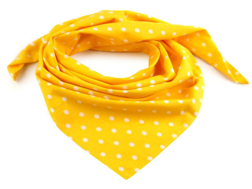 Bavlněný šátek s puntíky 65x65 cm, barva 34 (bsp045) žlutá žloutková