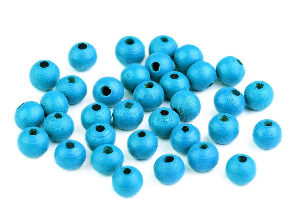 Dřevěné korálky Ø8 mm, barva 12 modrá azuro