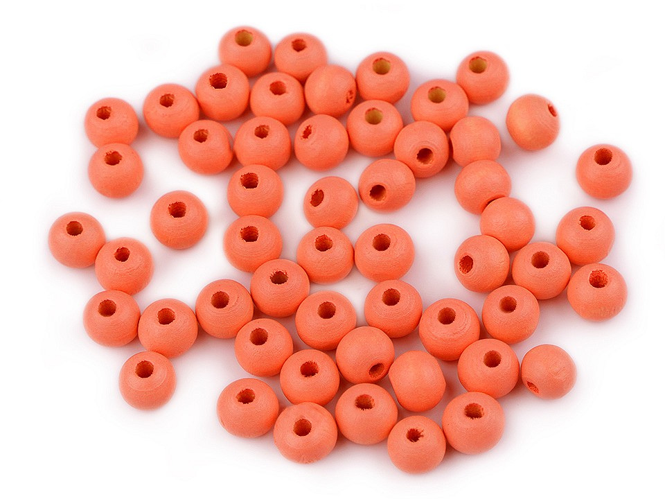 Dřevěné korálky Ø8 mm, barva 7 oranžová dýňová
