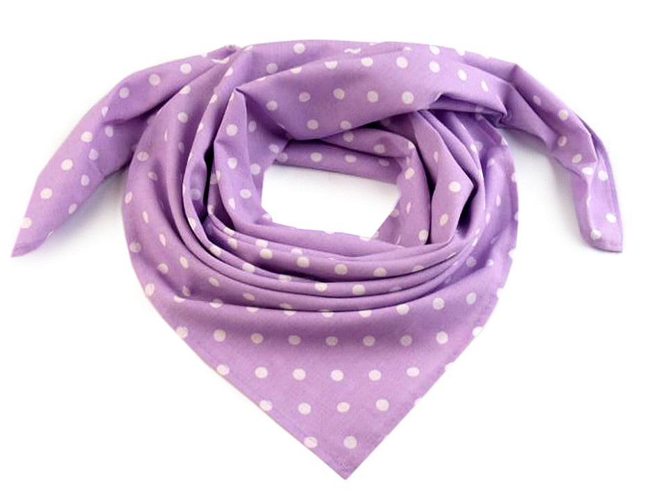 Bavlněný šátek s puntíky 65x65 cm, barva 39 (bsp057) fialová lila