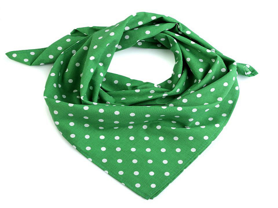 Bavlněný šátek s puntíky 65x65 cm, barva 3 (bsp069) zelená pastelová