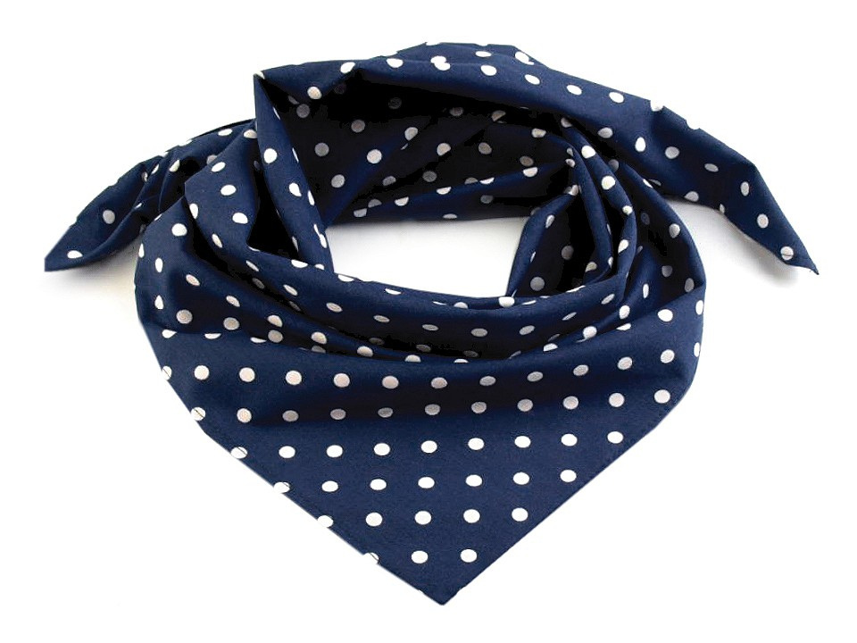 Bavlněný šátek s puntíky 65x65 cm, barva 19 (065) modrá pařížská