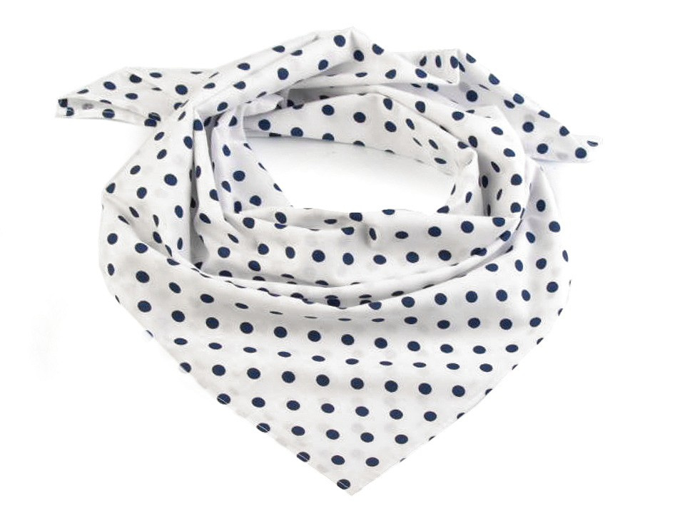 Bavlněný šátek s puntíky 65x65 cm, barva 11 (bsp064) bílá