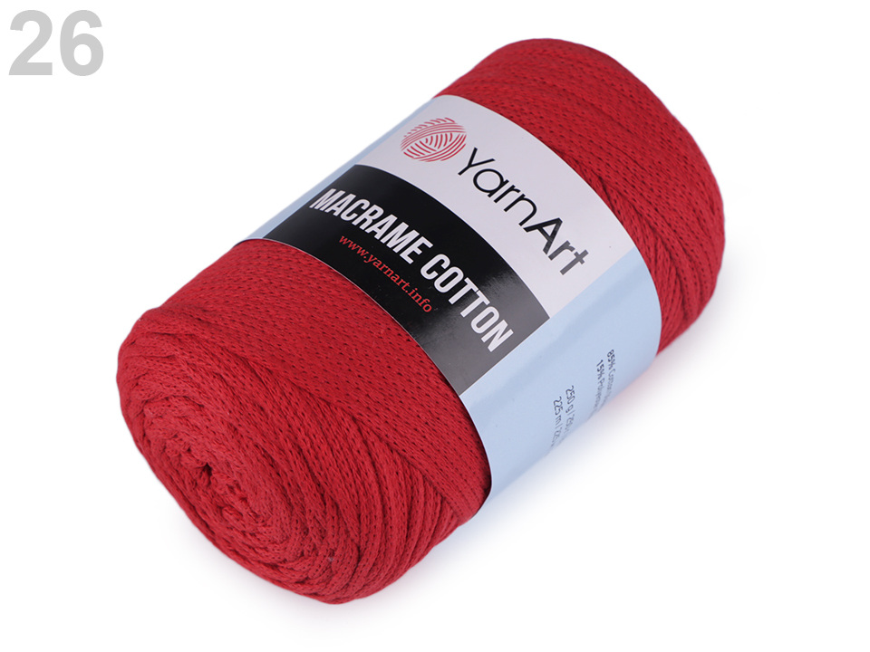 Pletací příze Macrame Cotton 250 g, barva 26 (773) červená sv.