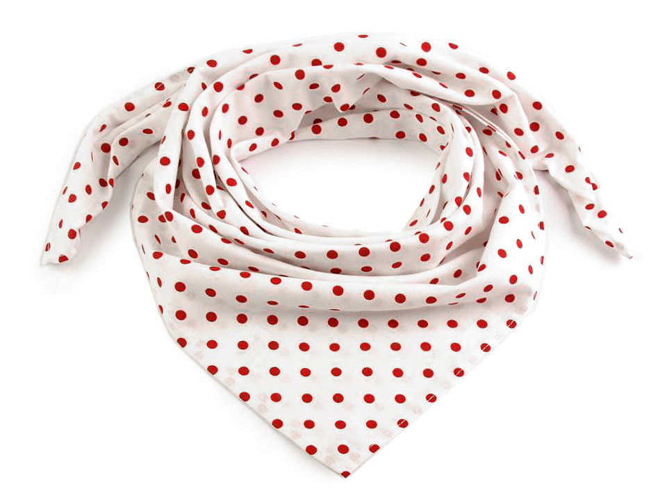 Bavlněný šátek s puntíky 65x65 cm, barva 7 (bsp052) bílá