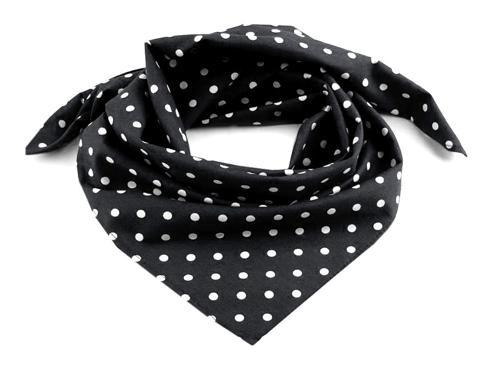 Bavlněný šátek s puntíky 65x65 cm, barva 2 (bsp073) černá