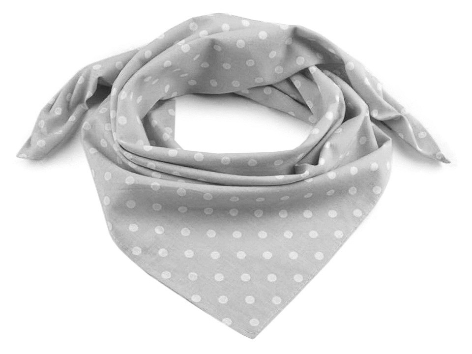 Bavlněný šátek s puntíky 65x65 cm, barva 20 (bsp071) šedá holubí