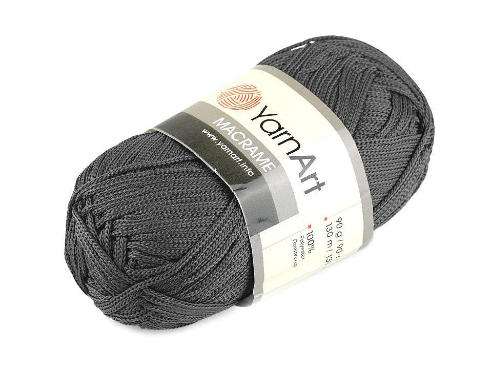 Pletací příze Macrame 90 g, barva 25 (159) šedá tmavá