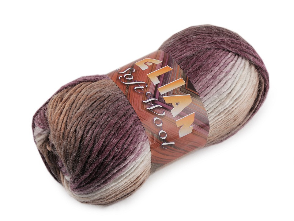 Pletací příze Soft Wool 100 g, barva 5 (85792) fialová tmavá