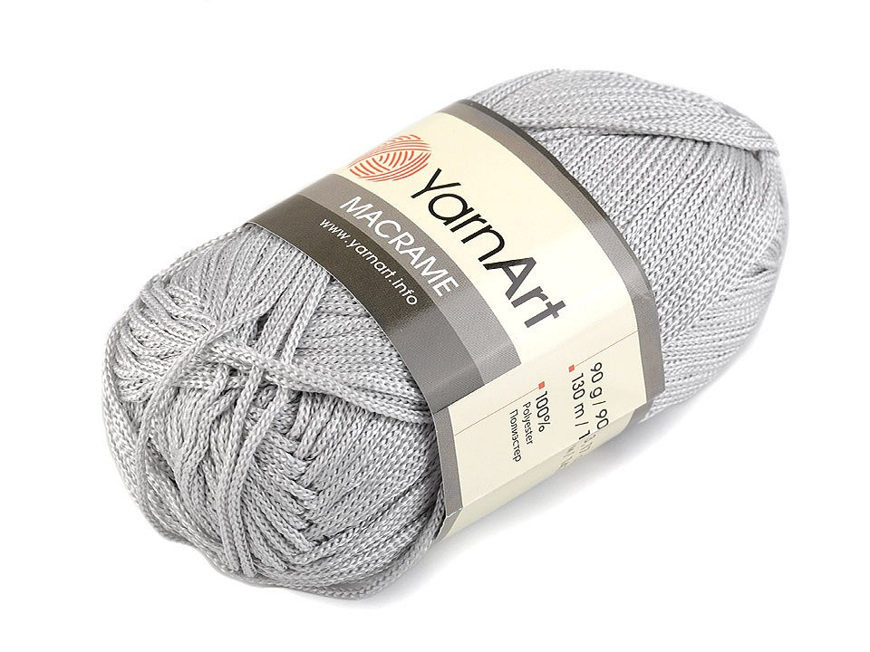 Pletací příze Macrame 90 g, barva 9 (149) šedá nejsvětlější