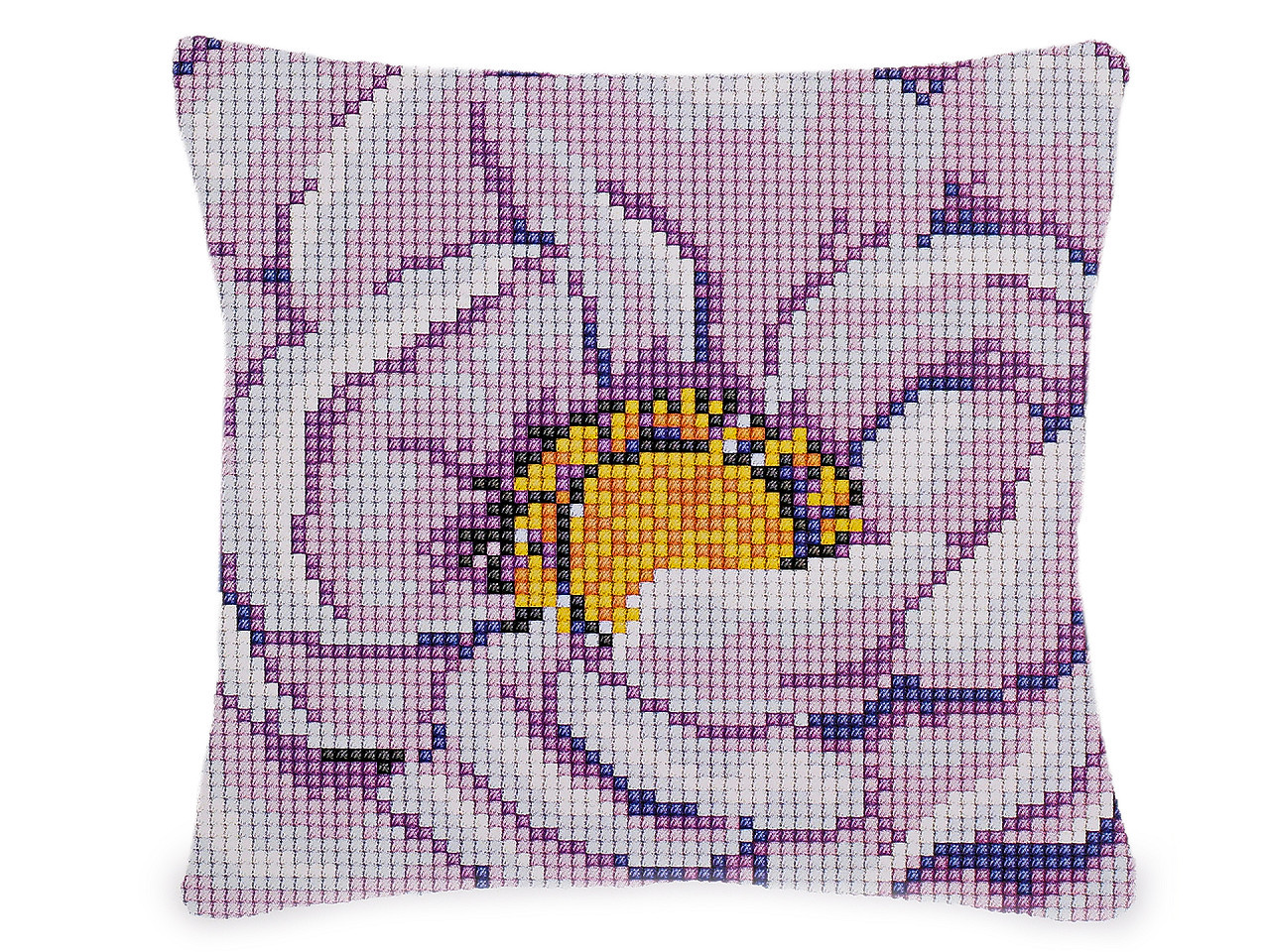 Kreativní sada povlak na polštář k vyšívání, barva 2 fialovorůžová květ