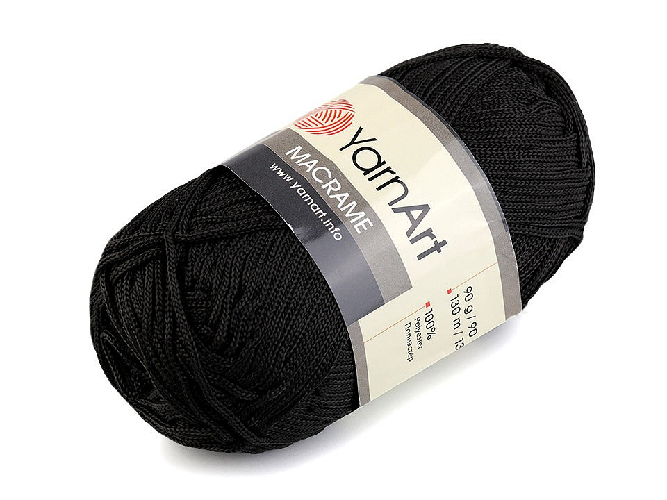 Pletací příze Macrame 90 g, barva 10 (148) černá