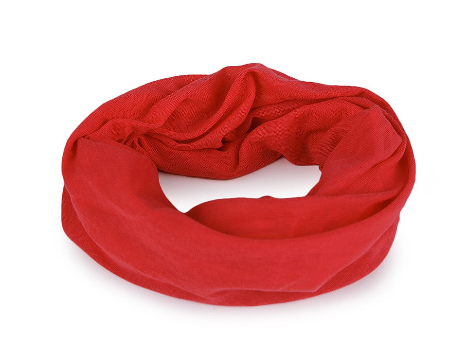 Multifunkční šátek pružný, bezešvý, jednobarevný, barva 2 červená
