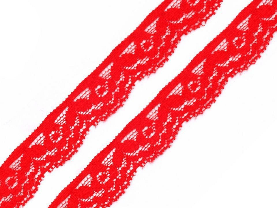 Elastická krajka šíře 20 mm, barva 3 červená